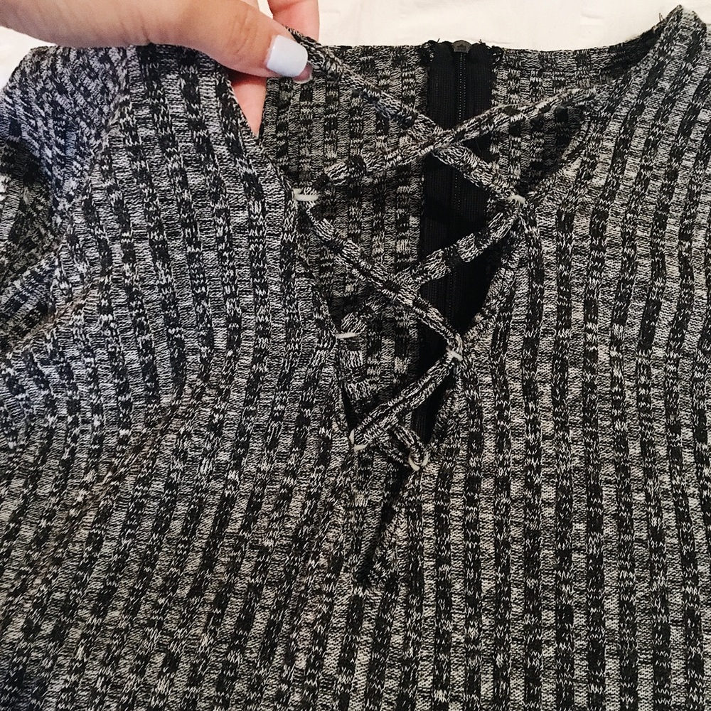 Gray Long Sleeve Lace Up Dress (Size XS)